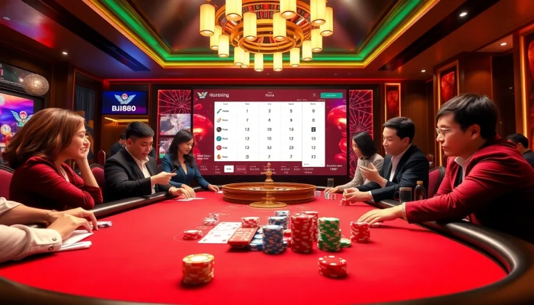 Experience thrilling gameplay at Nhà Cái BJ888 with vibrant casino tables and exciting gaming action.