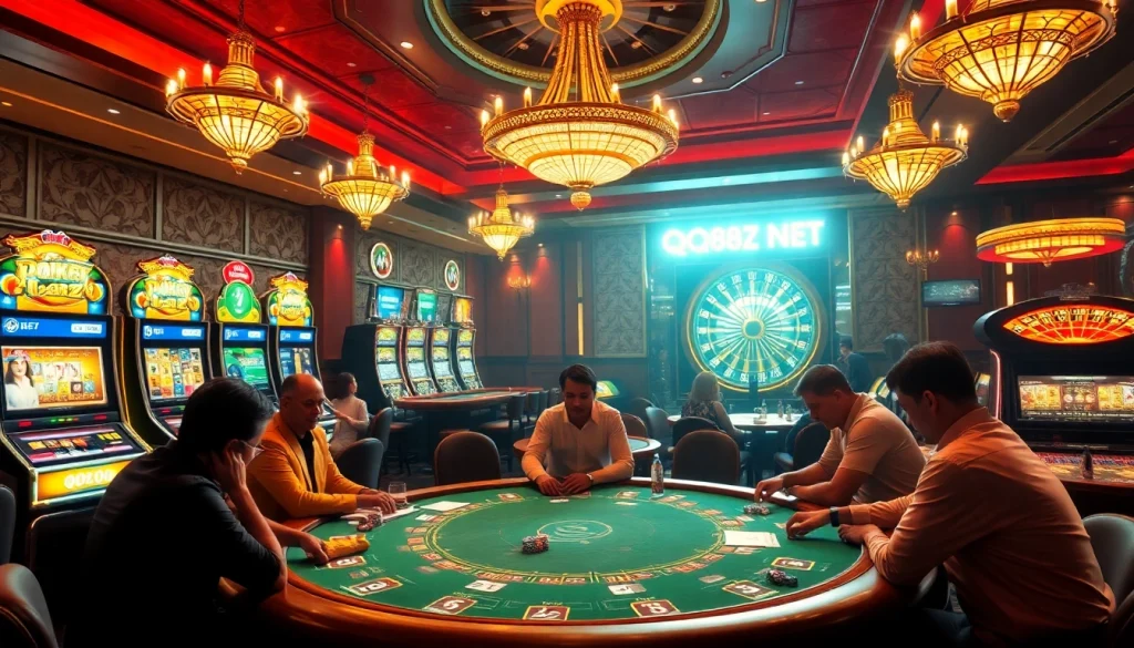 Engaging players at the QQ88z Net casino table during an exciting poker game.
