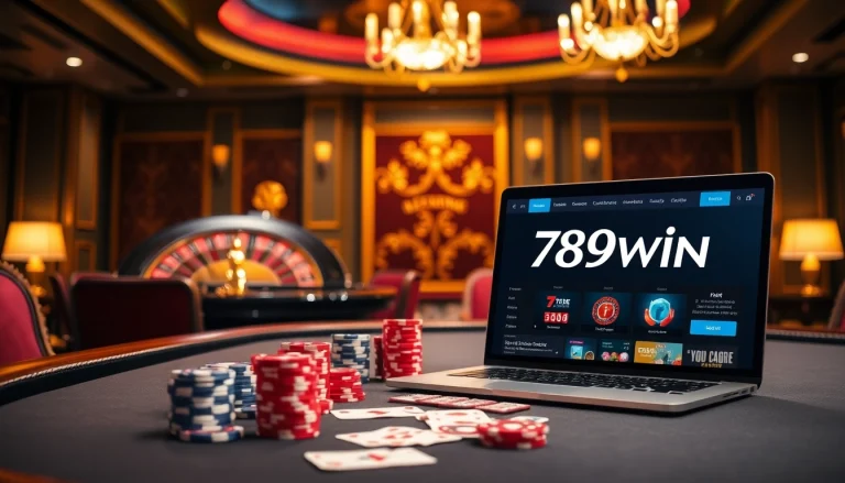 A player enjoying an intense game at the 789win casino table, surrounded by vibrant poker chips and a roulette wheel.