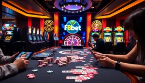 Play exciting games at F8bet casino, featuring vibrant tables and thrilling slots.