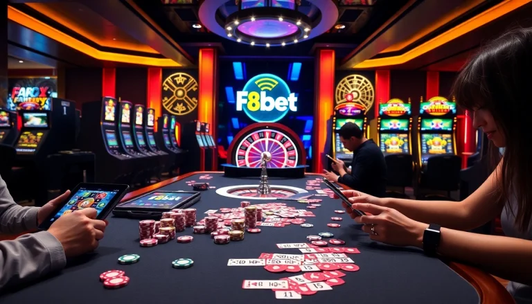 Play exciting games at F8bet casino, featuring vibrant tables and thrilling slots.