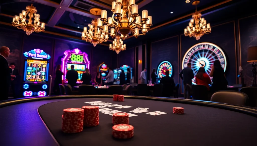 Experience winning at 88i casino's glamorous poker table surrounded by excitement.