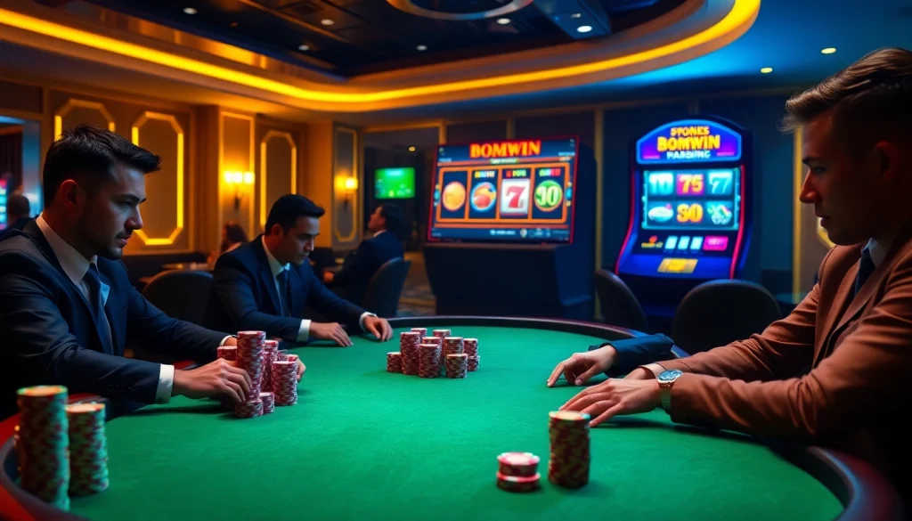 Engage with the thrill of bomwin at an elegant high-stakes poker game filled with excitement and luxury.