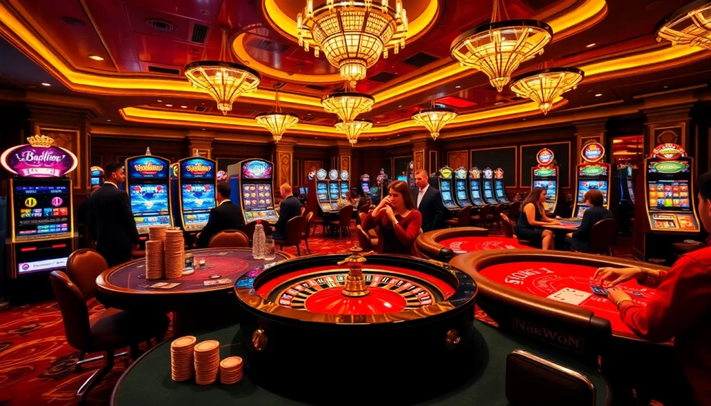 Engage in thrilling gameplay at 789club with an exciting casino atmosphere filled with poker tables and slot machines.
