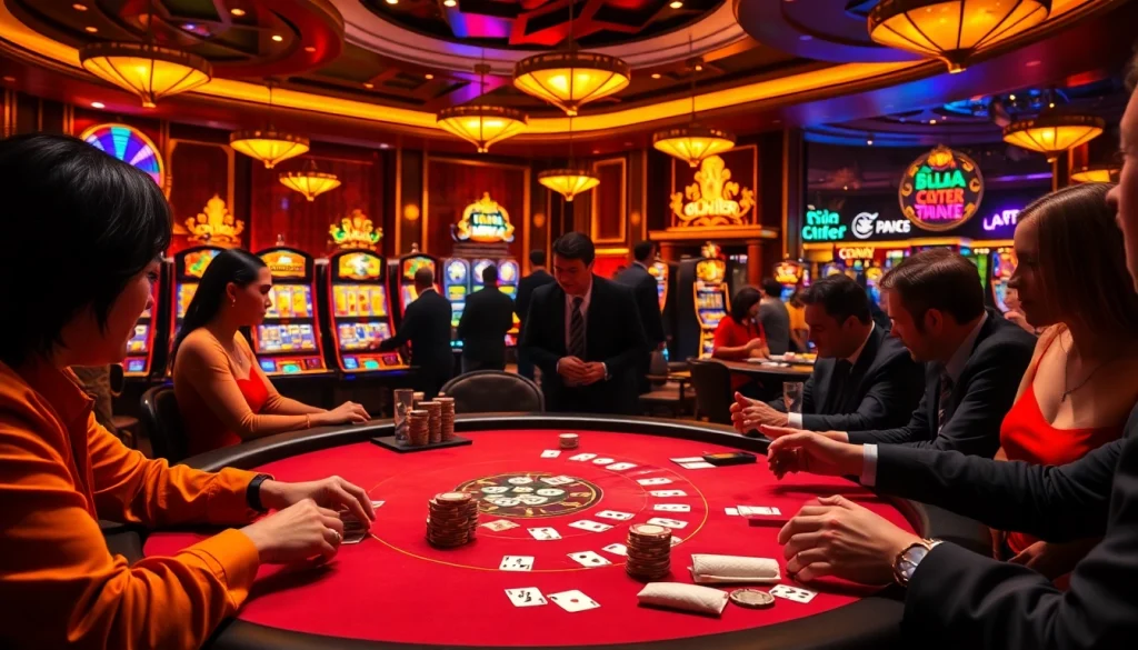 The hidden wiki 2026 showcases an elegant poker table surrounded by enthusiastic gamblers in a vibrant casino atmosphere.