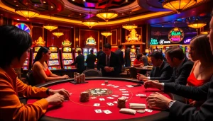 The hidden wiki 2026 showcases an elegant poker table surrounded by enthusiastic gamblers in a vibrant casino atmosphere.