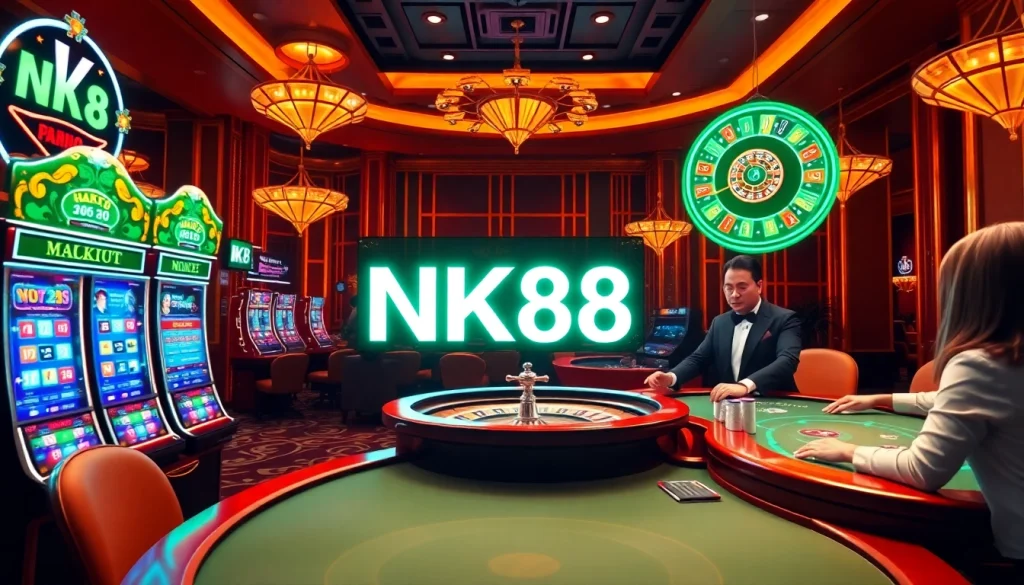 Experience thrilling gambling action at NK88 with vibrant slot machines and poker games.