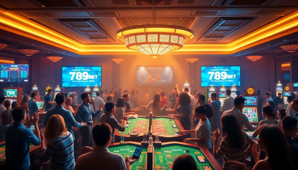Exciting ambiance of 789bet events featuring diverse players in a vibrant casino setting.