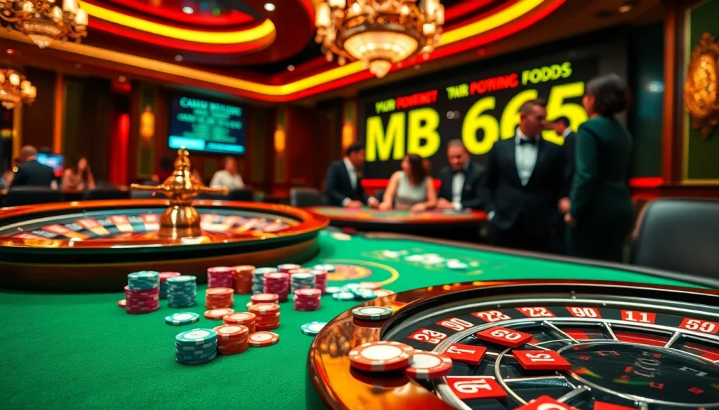 Experience thrilling poker action at MB66 with vibrant chips and dynamic gameplay.