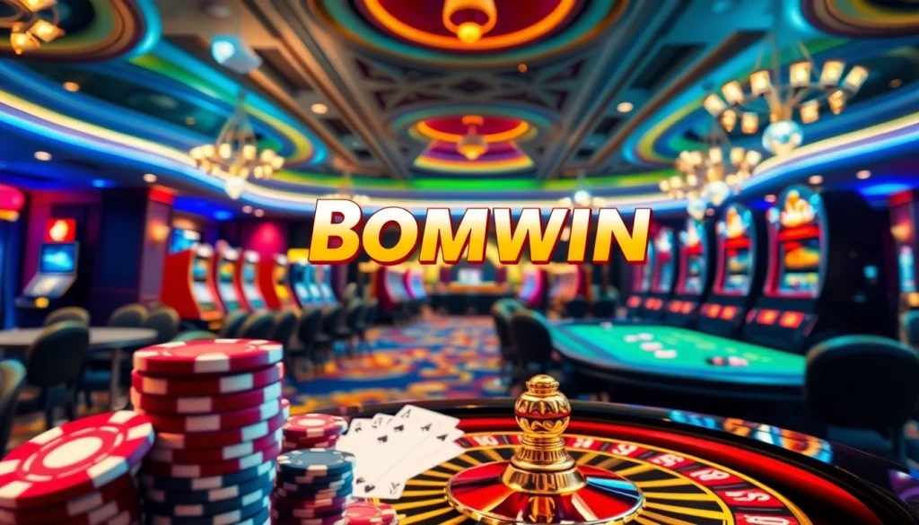 Experience the excitement of online gambling with Bomwin's vibrant casino atmosphere.