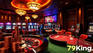 Experience the thrill at 79king’s luxurious casino with exciting gameplay at the roulette wheel.