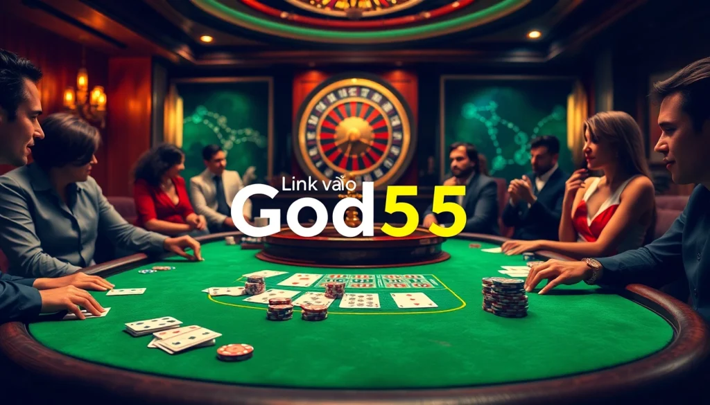 Engage in thrilling gaming at God55 with competitive bets and a striking casino ambiance.