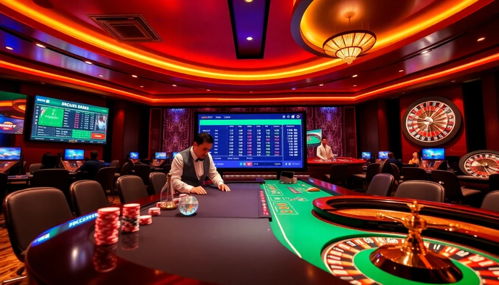 SBOBET online betting interface with a dynamic casino table and sports betting excitement.