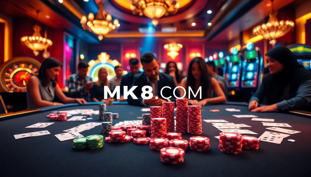 Engage in thrilling gameplay at MK8.COM with vibrant poker chips and exciting casino elements.