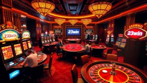 Experience the thrill of winning big at 23win with vibrant casino games and luxurious settings.