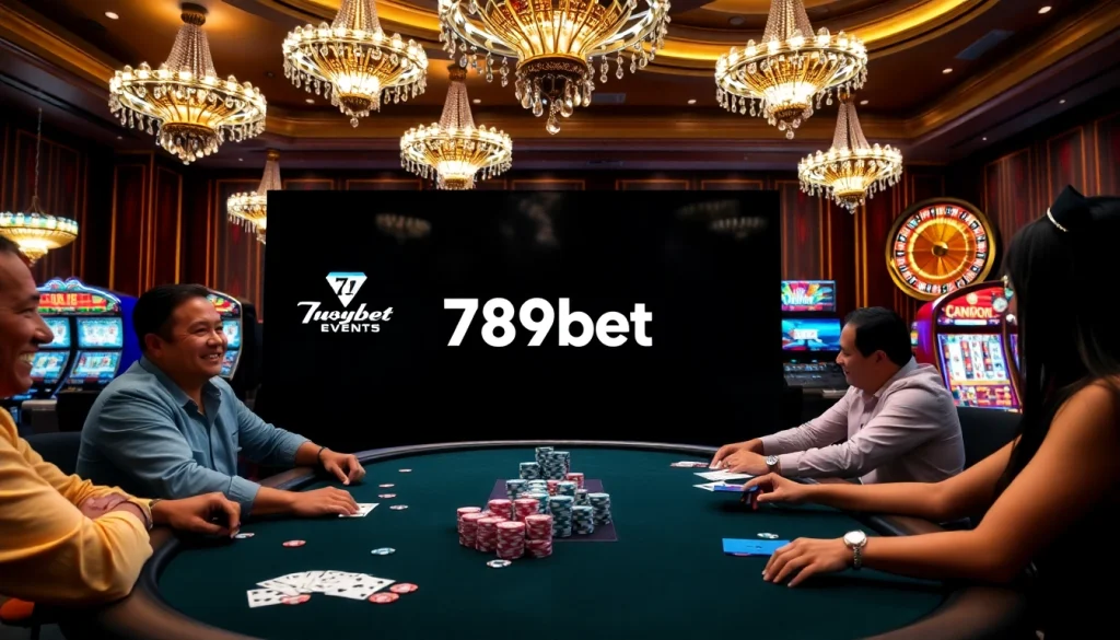 Immerse in thrilling 789bet events gameplay with vibrant casino chips and an engaging poker table scene.