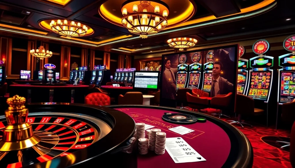 Exciting scene showcasing onicplay login experience with casino elements and vibrant atmosphere.
