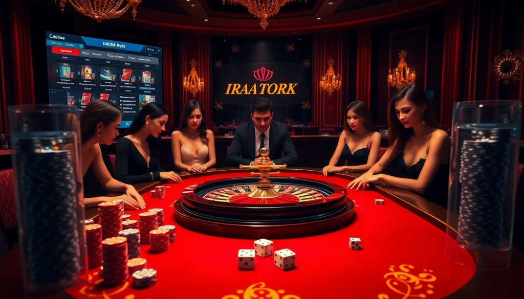 Engage in the thrilling experience of gambling with https://nk88net.com/ featuring poker chips and a roulette wheel.