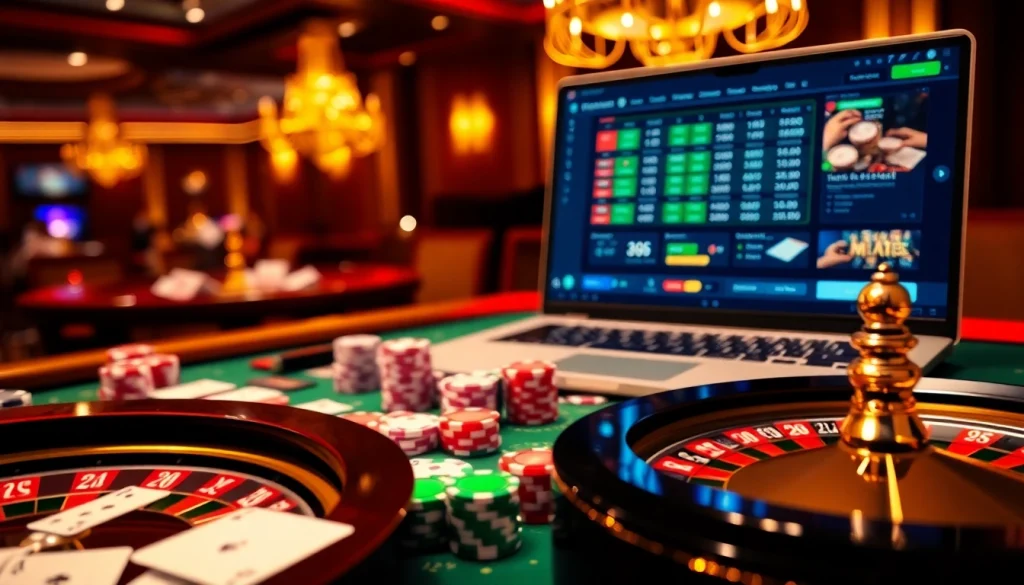 Experience thrilling gameplay at https://789wins1.net/ with vibrant poker chips and a roulette wheel in action.