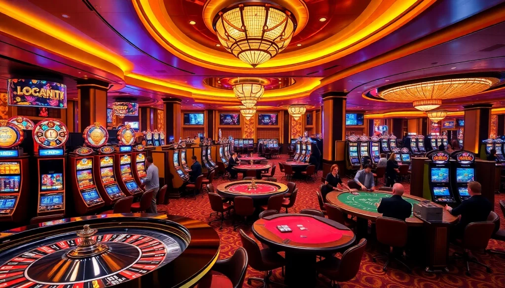 Experience the excitement of raja 88 at a bustling casino table with vibrant slot machines.