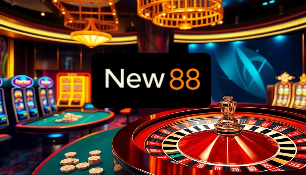 Experience thrilling action at New88's online casino with vibrant tables and luxurious decor.